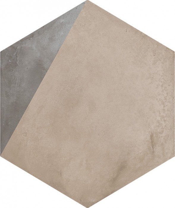 Керамогранит Marca Corona Terra Porzione Esagonо Vers. F 0396, цвет серый, поверхность матовая, прямоугольник, 216x250