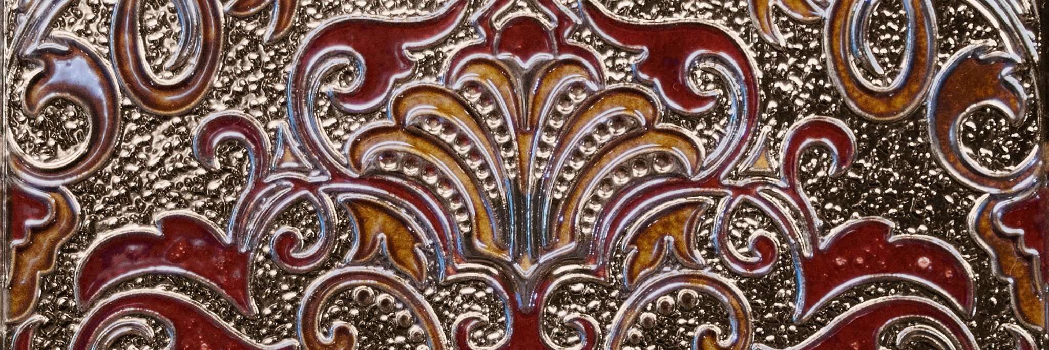 Декоративные элементы Absolut Keramika Decor Damasco Granate, цвет бордовый, поверхность глянцевая, прямоугольник, 100x300