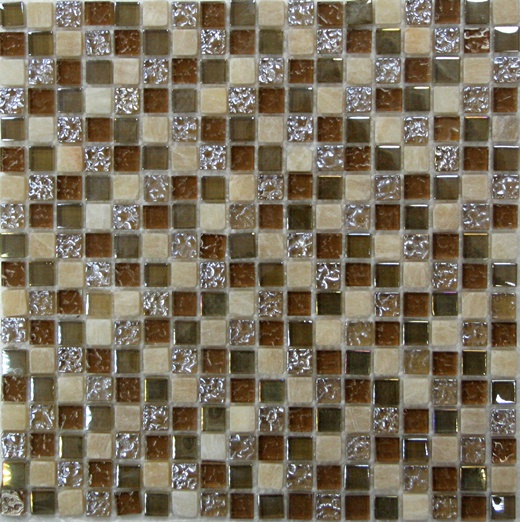 Мозаика Bonaparte Bonaparte Glass Stone 1, цвет коричневый, поверхность глянцевая, квадрат, 300x300