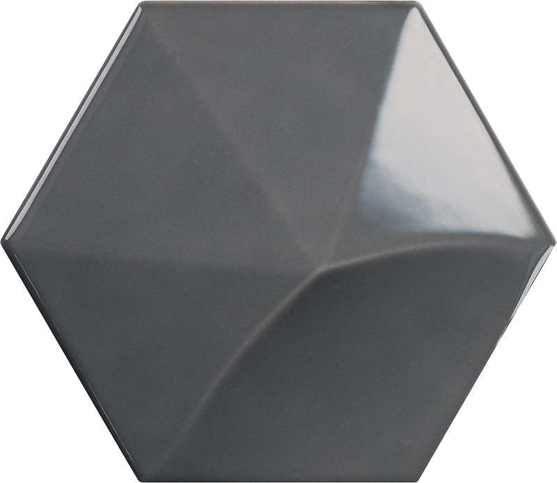 Керамическая плитка Equipe Magical 3 Oberland Dark Grey 24432, цвет серый тёмный, поверхность глянцевая 3d (объёмная), шестиугольник, 107x124