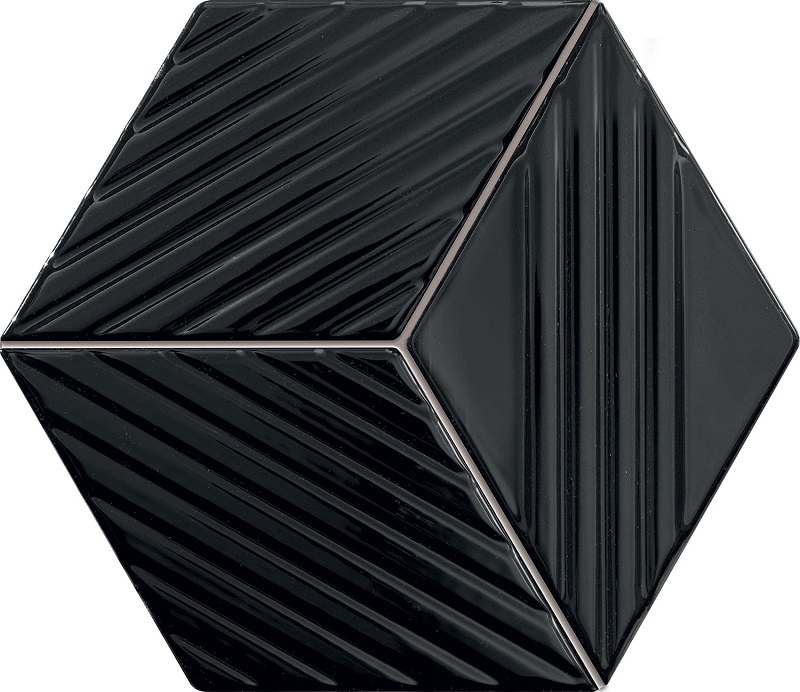 Мозаика Tubadzin Ms-Colour Black, цвет чёрный, поверхность сатинированная, шестиугольник, 198x226