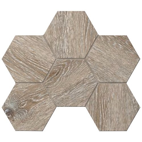 Мозаика Ametis By Estima Daintree Brown DA04 Hexagon Неполированный 25x28,5 35006, цвет коричневый, поверхность матовая, шестиугольник, 250x285