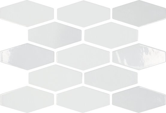 Керамическая плитка APE Harlequin White A035844, цвет белый, поверхность глянцевая, шестиугольник, 100x200