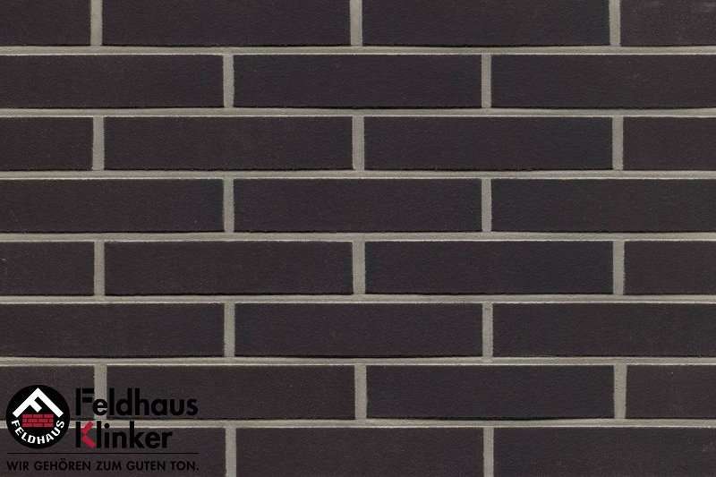Клинкер Feldhaus Klinker Classic Anthracit Liso R700DF9, цвет чёрный, поверхность матовая, под кирпич, 52x240