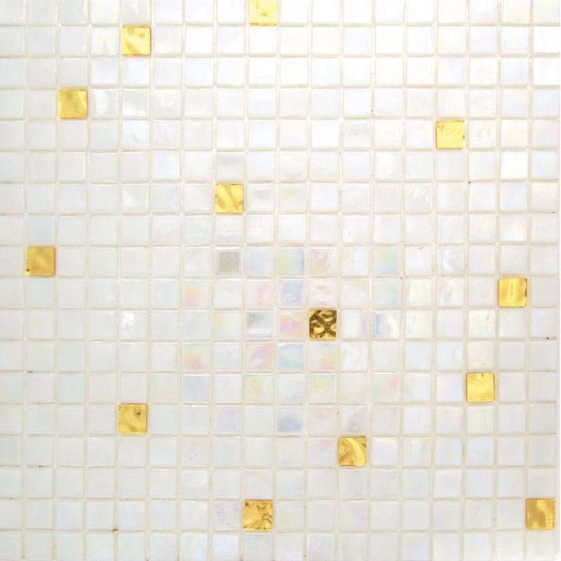 Мозаика Alma Mosaic Nibble 01/Algedi, цвет белый золотой, поверхность глянцевая, квадрат, 295x295