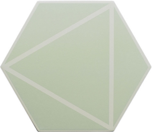 Керамогранит DNA Fancy Lines Mint 127020, цвет зелёный, поверхность матовая, шестиугольник, 200x230