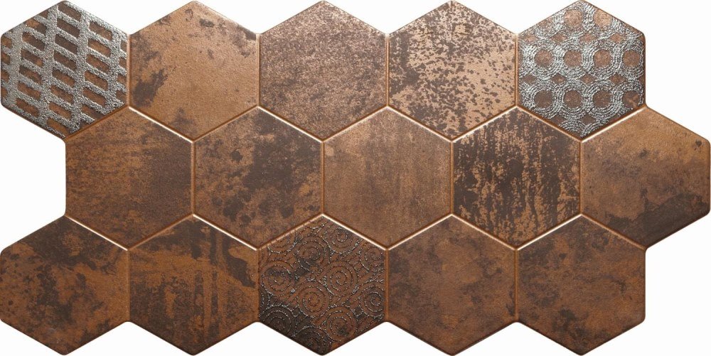 Керамогранит El Molino Hive Cobre, цвет коричневый, поверхность матовая, шестиугольник, 455x900