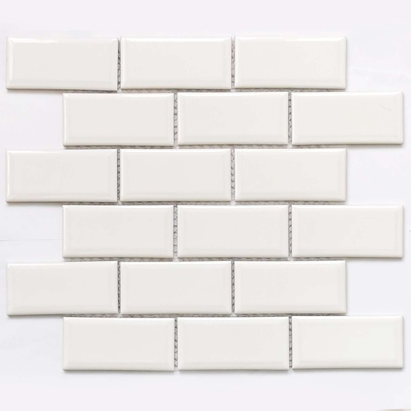 Мозаика Bonaparte Brick White, цвет белый серый, поверхность глянцевая, прямоугольник, 288x292