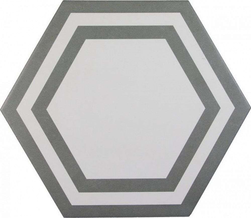 Керамическая плитка Adex ADPV9018 Pavimento Hexagono Deco Dark Gray, цвет серый тёмный, поверхность матовая, шестиугольник, 200x230