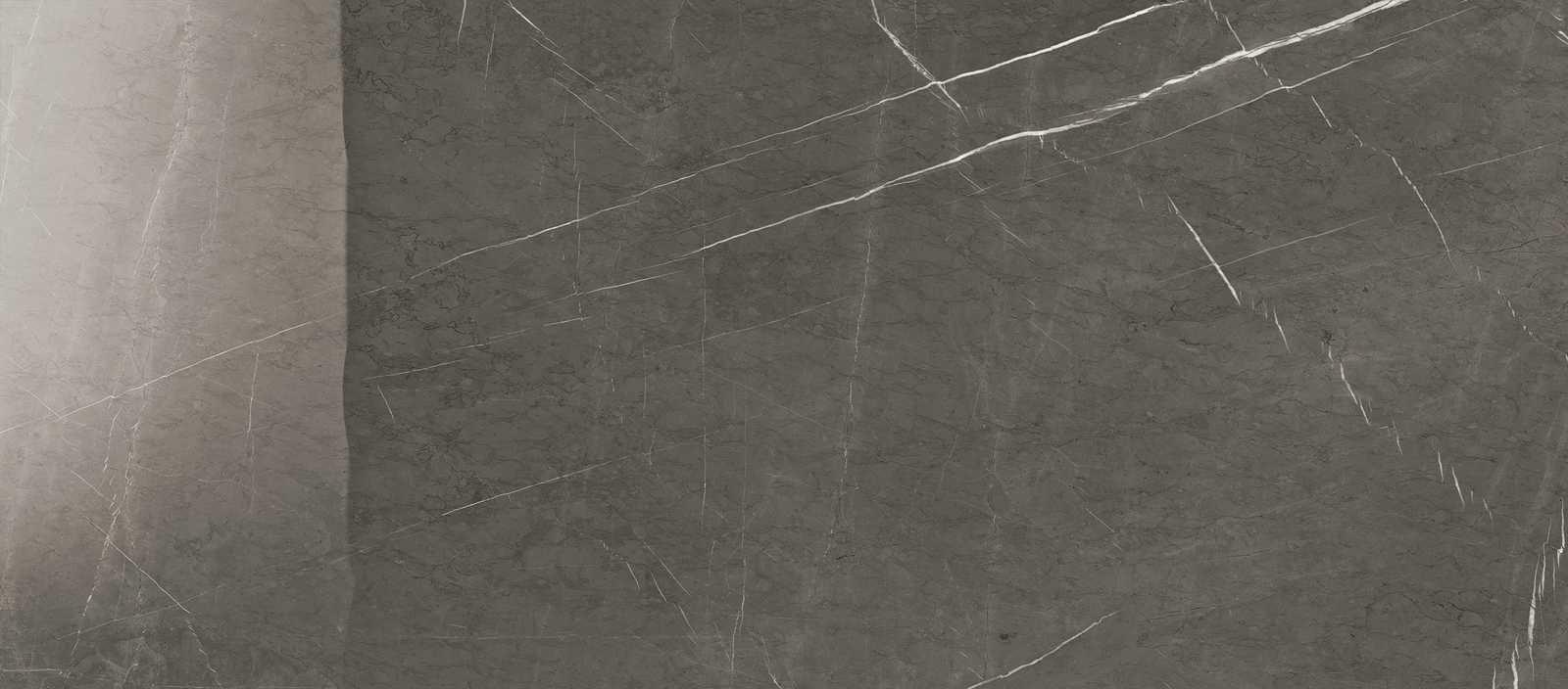 Широкоформатный керамогранит Ragno Maiora Marble Effect Grafite Glossy Rettificato R7EP, цвет серый тёмный, поверхность полированная, прямоугольник, 1200x2780