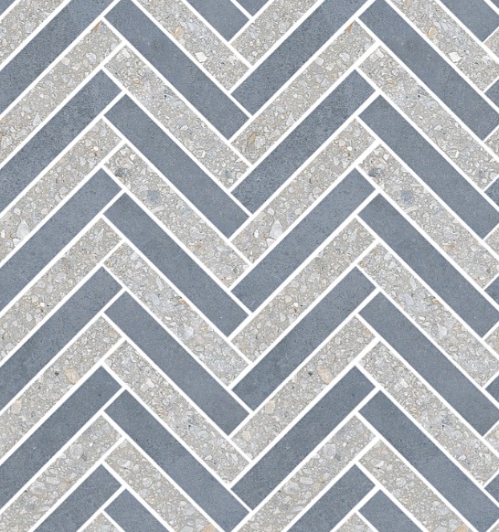 Мозаика Cerim Match Up Decoro Zig Zag 772838, цвет серый синий, поверхность матовая, прямоугольник, 244x481