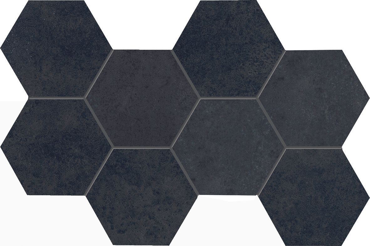 Мозаика Provenza Vulcanika Raku Link Nero EFW4, цвет чёрный, поверхность матовая, шестиугольник, 196x342