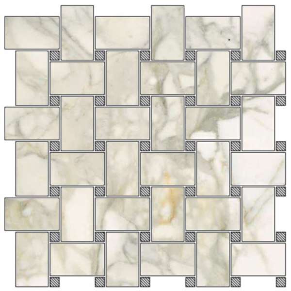 Мозаика FMG Calacatta Oro Shape Lucidato LU30807, цвет белый серый, поверхность полированная, квадрат, 300x300
