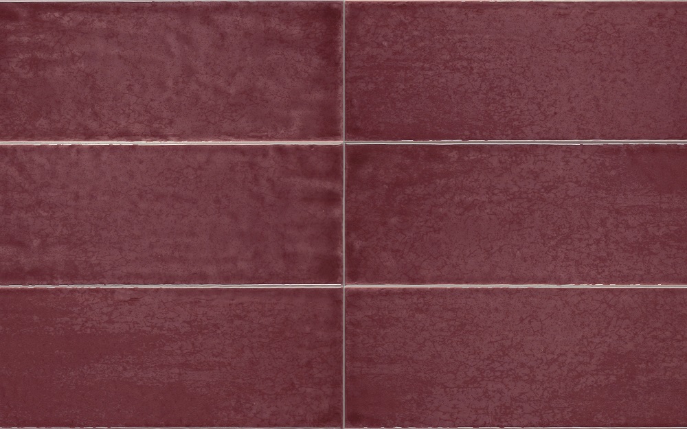 Керамическая плитка Iris Maiolica Prugna 754991, цвет бордовый, поверхность глянцевая, прямоугольник, 100x300