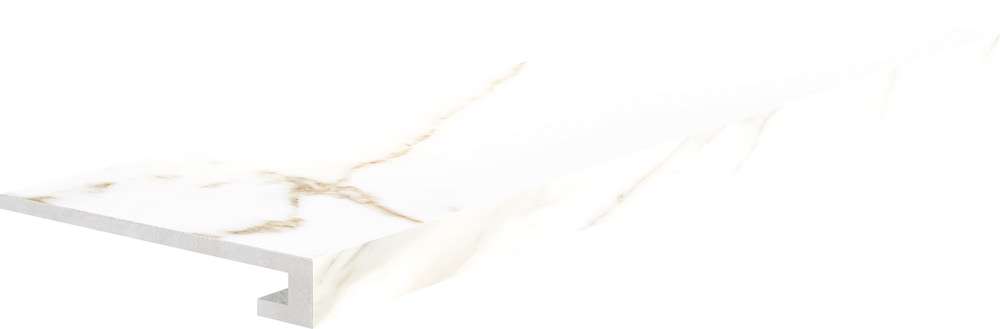 Ступени Cerdomus Calacatta Gradino C.Retta Puro Lev. 66778, цвет белый, поверхность полированная, прямоугольник с капиносом, 330x1200