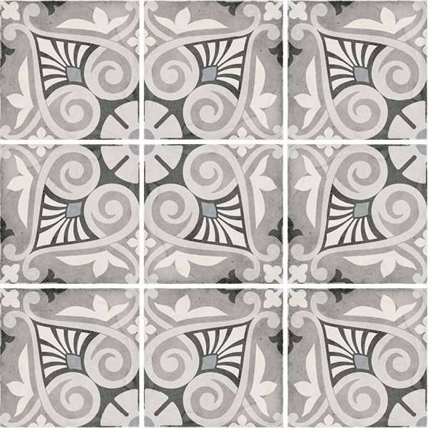 Декоративные элементы Equipe Art Nouveau Opera Grey 24418, цвет чёрно-белый, поверхность матовая, квадрат, 200x200