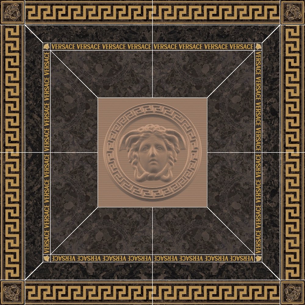 Декоративные элементы Versace Meteorite Ros.Lap Moka Oro 47322, цвет коричневый золотой, поверхность лаппатированная, квадрат, 1200x1200