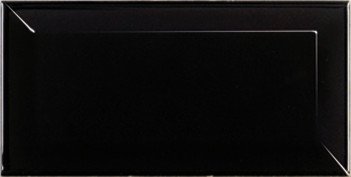 Керамическая плитка Equipe Metro Black Gloss 12736, цвет чёрный тёмный, поверхность глянцевая, кабанчик, 75x150