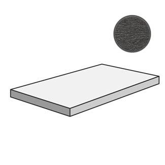 Ступени Mutina Flow Angolare corner tile SX Dark Grey 603219, цвет серый тёмный, поверхность матовая, прямоугольник с капиносом, 330x1200