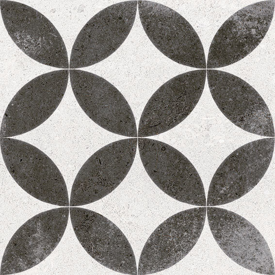 Декоративные элементы Vives Nassau Kerala Negro, цвет чёрно-белый, поверхность матовая, квадрат, 200x200
