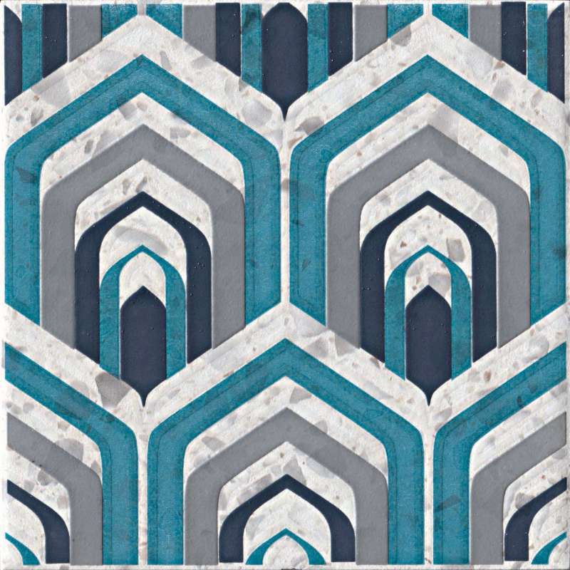Декоративные элементы Cir Venezia Ins. Pavona Turchese 1060987, цвет синий, поверхность матовая, квадрат, 200x200