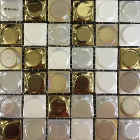 Мозаика Vidrepur Мозаика Mix Aura Gold Blend, цвет разноцветный, поверхность глянцевая, квадрат, 317x317