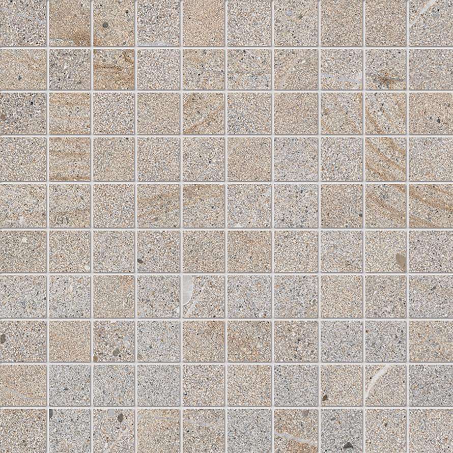 Мозаика Ergon Cornerstone Mosaico Granite Stone E2SR, цвет серый бежевый, поверхность натуральная, квадрат, 300x300