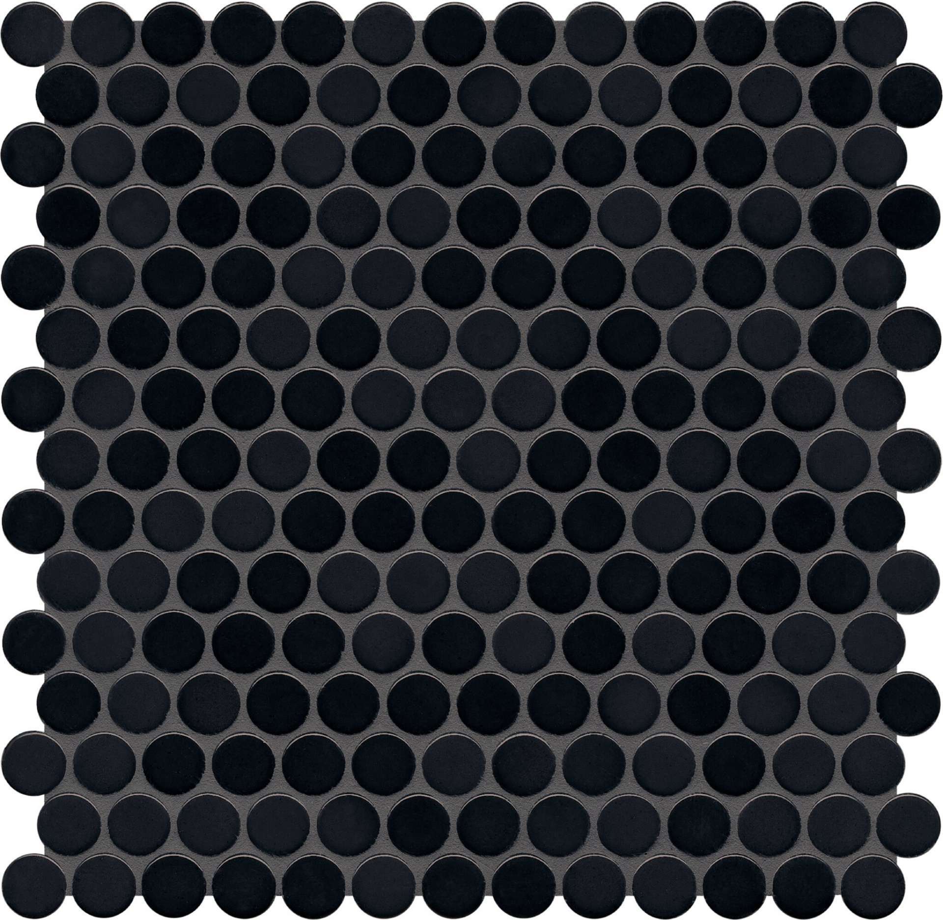 Мозаика Jasba Loop Nachtschwarz 40021H-44, цвет чёрный, поверхность глянцевая, круг и овал, 312x316