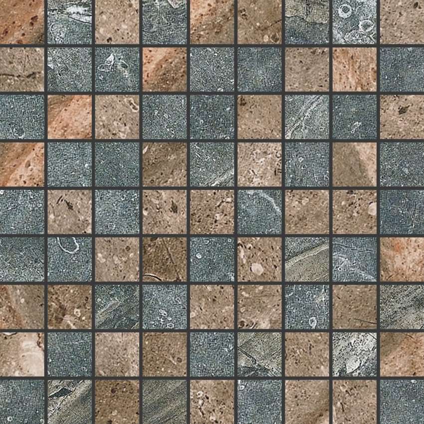 Мозаика Kerranova Genesis K-105(108)/SR/m01, цвет коричневый, поверхность структурированная, квадрат, 300x300