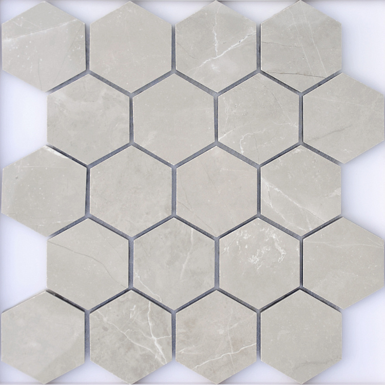 Мозаика Caramelle Mosaic Marble Porcelain Grigio Pol 37x64, цвет серый, поверхность полированная, прямоугольник, 367x308