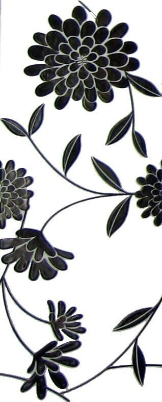 Декоративные элементы Azulejos Alcor Reims Decor Bano, цвет чёрно-белый, поверхность глянцевая, прямоугольник, 200x500