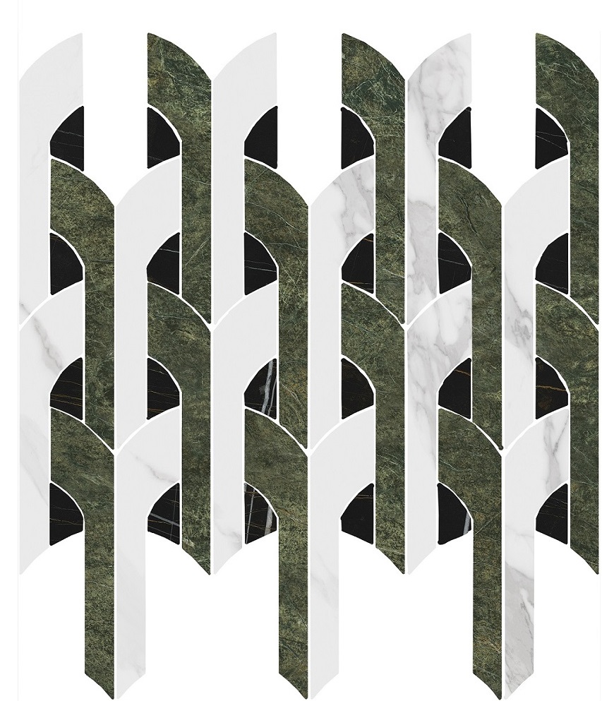 Декоративные элементы Kerama Marazzi Декор Риальто Нобиле 2 Наборный Лаппатированный ID148, цвет серый зелёный, поверхность лаппатированная, прямоугольник, 300x345