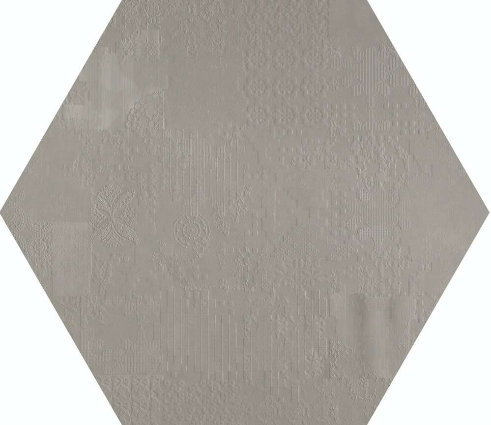 Керамогранит Mutina Dechirer Decor esagona Grigio PUDD72, цвет серый, поверхность матовая, квадрат, 600x600