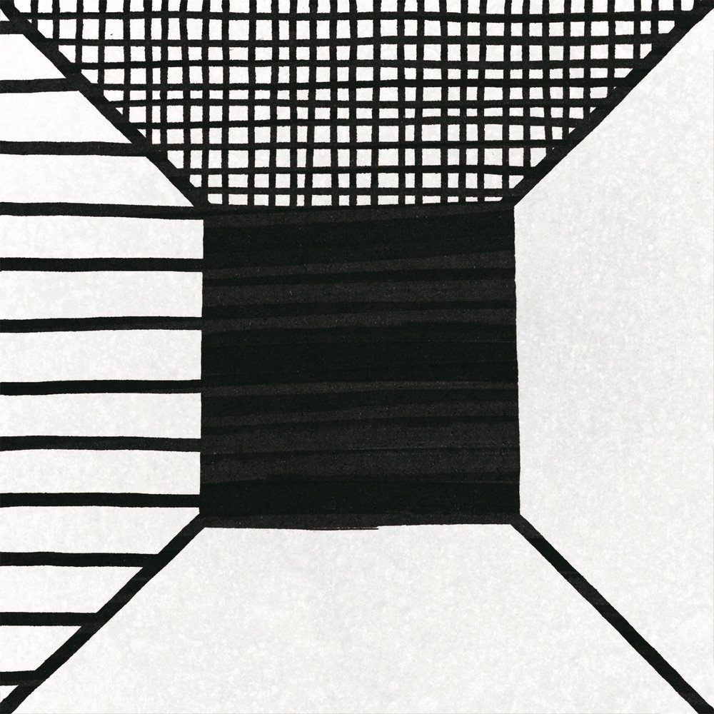 Керамогранит Equipe Caprice Block B&W Deco 22122, цвет чёрно-белый, поверхность матовая, квадрат, 200x200