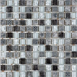 Мозаика Bars Crystal Mosaic Glass Decor Iceland (23x23 mm), цвет серый, поверхность глянцевая, квадрат, 300x300