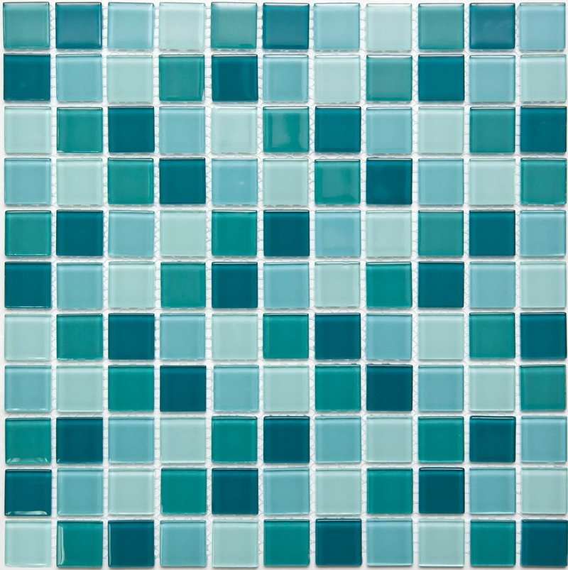 Мозаика NS Mosaic S-464, цвет бирюзовый, поверхность глянцевая, квадрат, 300x300