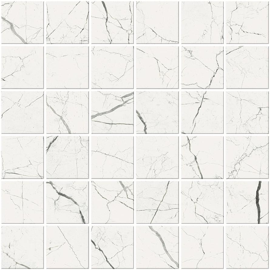 Мозаика Monocibec Arcadia Tecno Bianco Mos (4,7X4,7) 120322, цвет белый, поверхность матовая, квадрат, 300x300