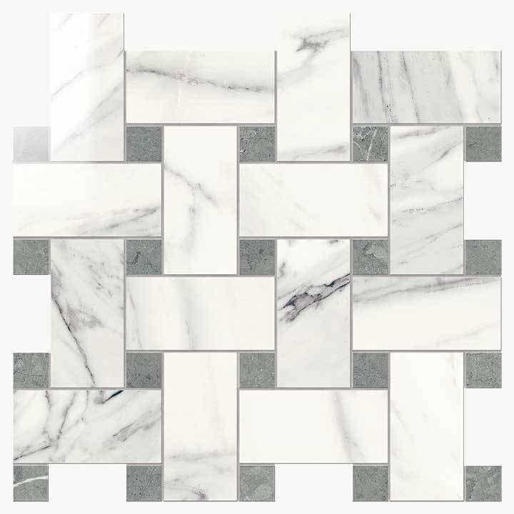 Мозаика Novabell Intreccio Calacatta Bianco Lapp. IMP 887L, цвет белый, поверхность лаппатированная, квадрат, 300x300