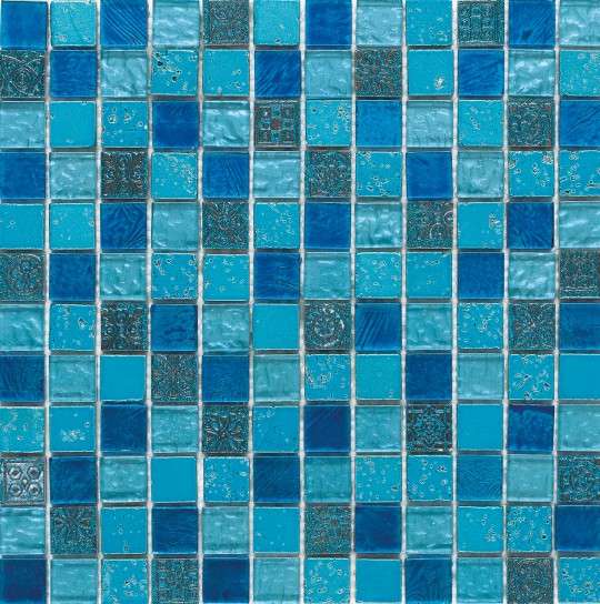 Мозаика Dune Materia Mosaics Nereida 186546, цвет синий, поверхность глянцевая матовая, квадрат, 300x300