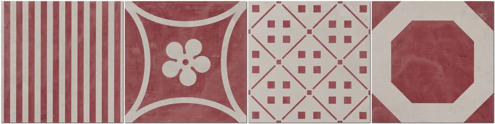 Декоративные элементы ABK Dec. Combi 4 Beige Rosso Rett. DKR01262, цвет красный, поверхность матовая, квадрат, 300x300