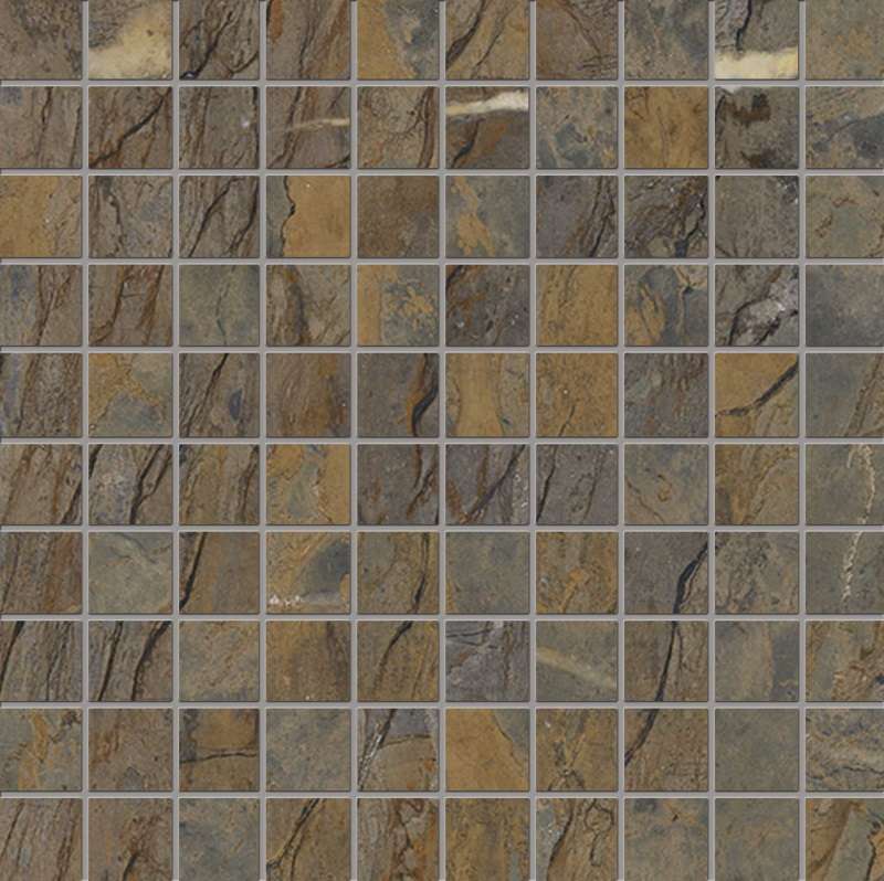 Мозаика Emilceramica (Acif) Tele Di Marmo Reloaded Mosaico 3X3 Fossil Brown Malevich Lapp E0QT, цвет коричневый, поверхность лаппатированная, квадрат, 300x300