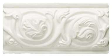 Бордюры Horus Art Broadway Foglie Latte FOG250, цвет белый, поверхность глянцевая, прямоугольник, 75x150