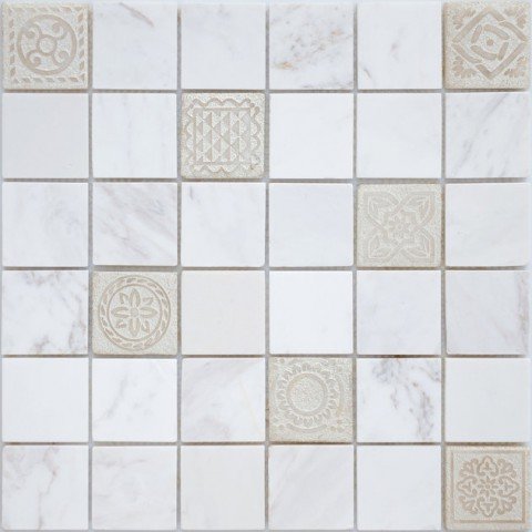 Мозаика Caramelle Mosaic Art Stone Dolomiti Bianco Mat, цвет белый, поверхность матовая, квадрат, 300x300