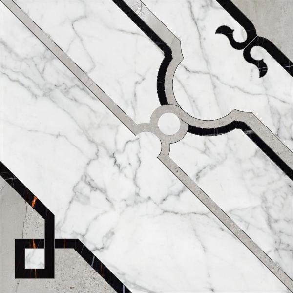 Декоративные элементы Kerranova Marble trend K-1000/MR/d01-cut, цвет белый, поверхность матовая, квадрат, 600x600