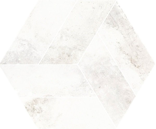 Керамогранит Monopole Basalt White, цвет белый, поверхность матовая, шестиугольник, 200x240