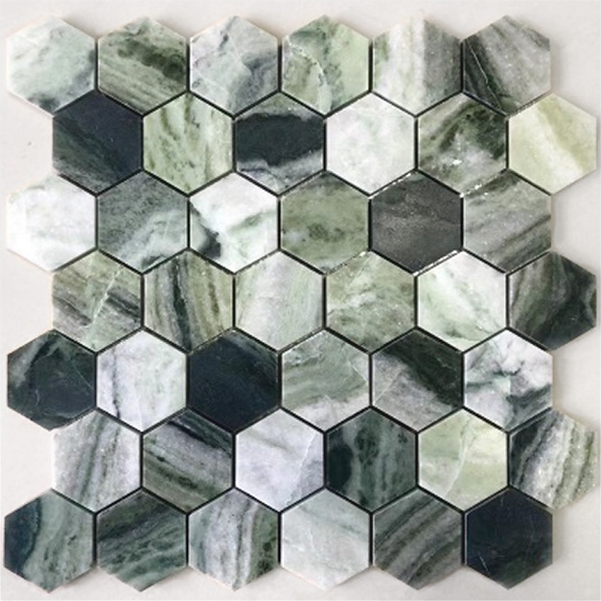 Мозаика Caramelle Mosaic Pietrine Hexagonal Verde Oliva, цвет зелёный, поверхность матовая, шестиугольник, 278x304
