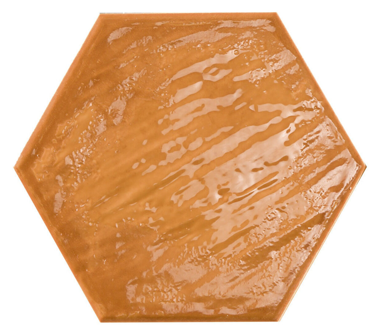 Керамогранит Prissmacer Rain Kaki Hex, цвет оранжевый, поверхность глянцевая, шестиугольник, 198x228
