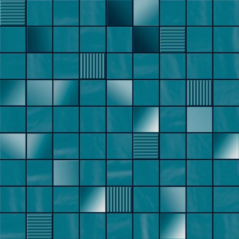 Мозаика Ibero Perlage Mosaico Turquoise, цвет бирюзовый, поверхность глянцевая, квадрат, 316x316