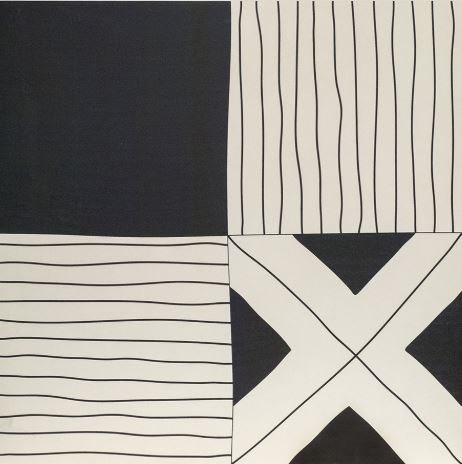 Керамогранит Ornamenta Tangle Medley TA1515ME, цвет чёрно-белый, поверхность матовая, квадрат, 150x150