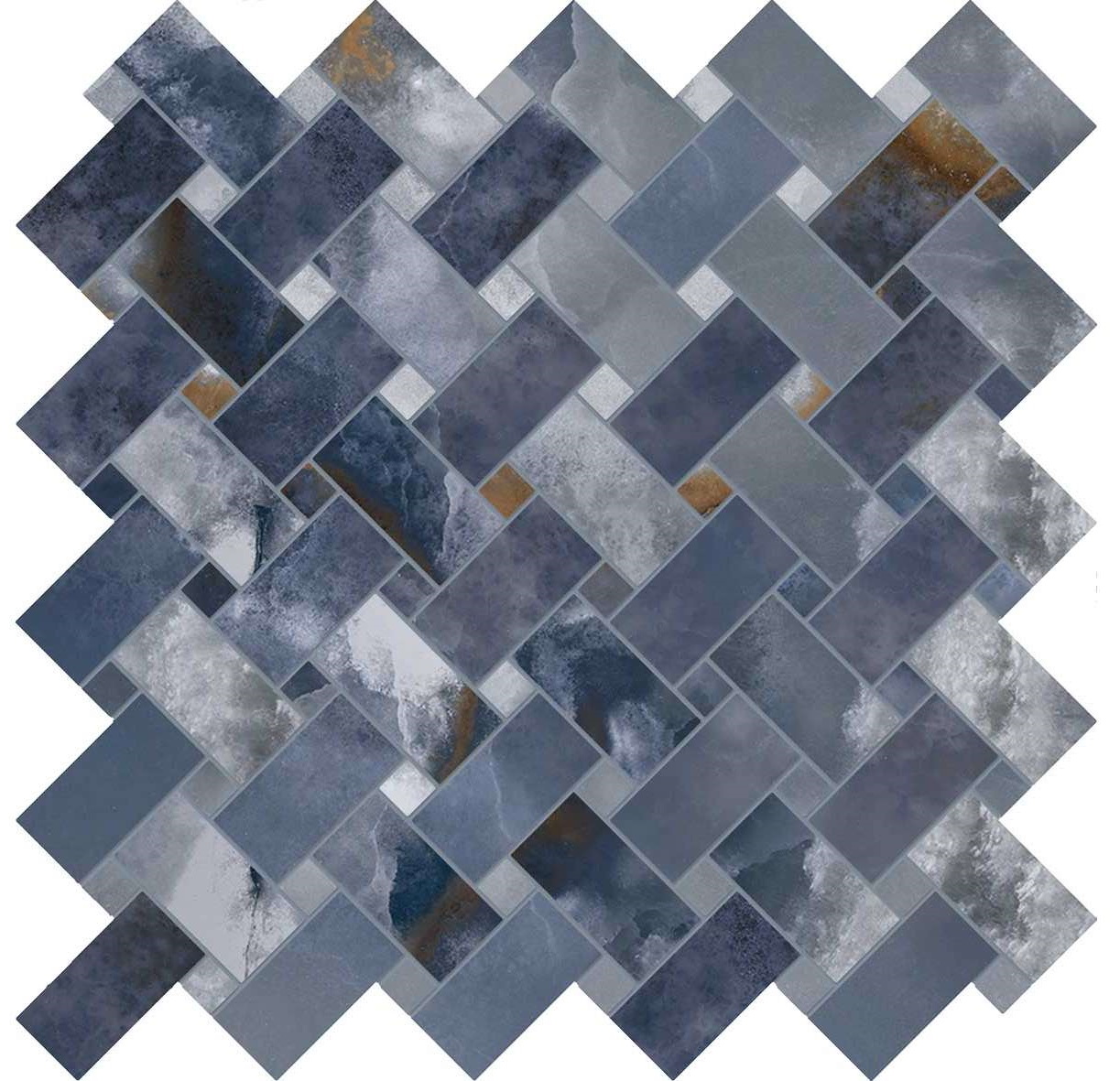 Мозаика Emilceramica (Acif) Tele Di Marmo Onyx Intrecci Blue Lapp EKZT, цвет голубой, поверхность лаппатированная, , 300x300